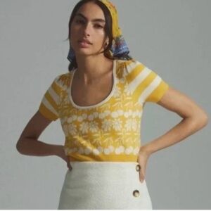 Anthropologie Maeve Trixie Cropped Tie Back Sweater.